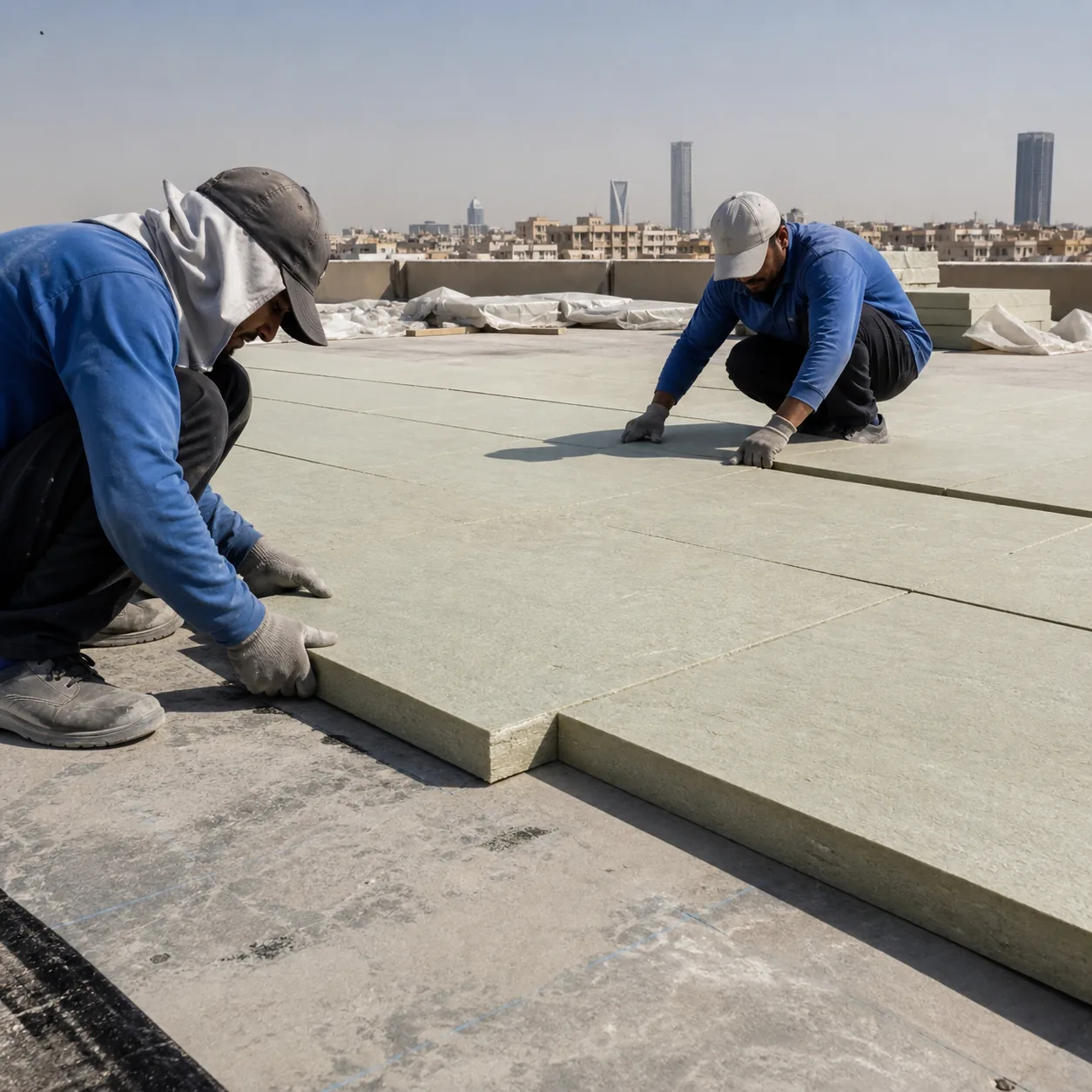 تركيب ألواح العزل الحراري على سطح في الرياض